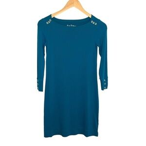 Lilly Pulitzer Womens Sophie Dress Sz XXS Blue 3/4 Sleeve UPF 50+ Stretch